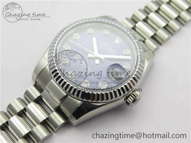 Neat Datejust 31mm 178274 SS GSF Best Edition Blue Crystal Markers Dial on SS President Bracelet SEIKO NH05A 10502