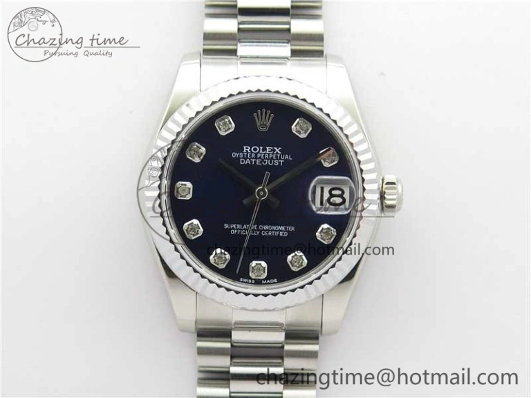 Neat Datejust 31mm 178274 SS GSF Best Edition Blue Crystal Markers Dial on SS President Bracelet SEIKO NH05A 10502