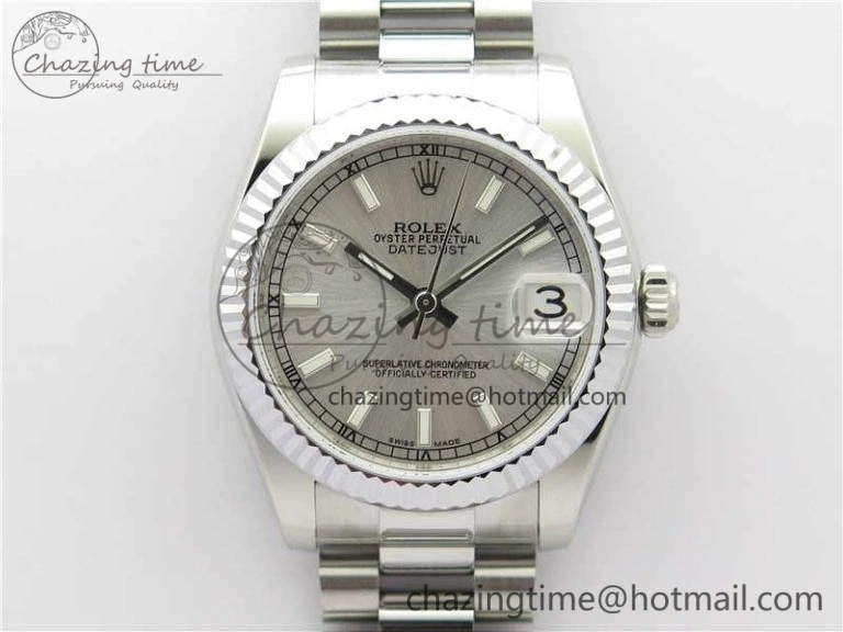 Datejust 31mm 178274 SS GSF Best Edition Silver Stick Markers Dial on SS President Bracelet SEIKO NH05A WrinkleFree 3056