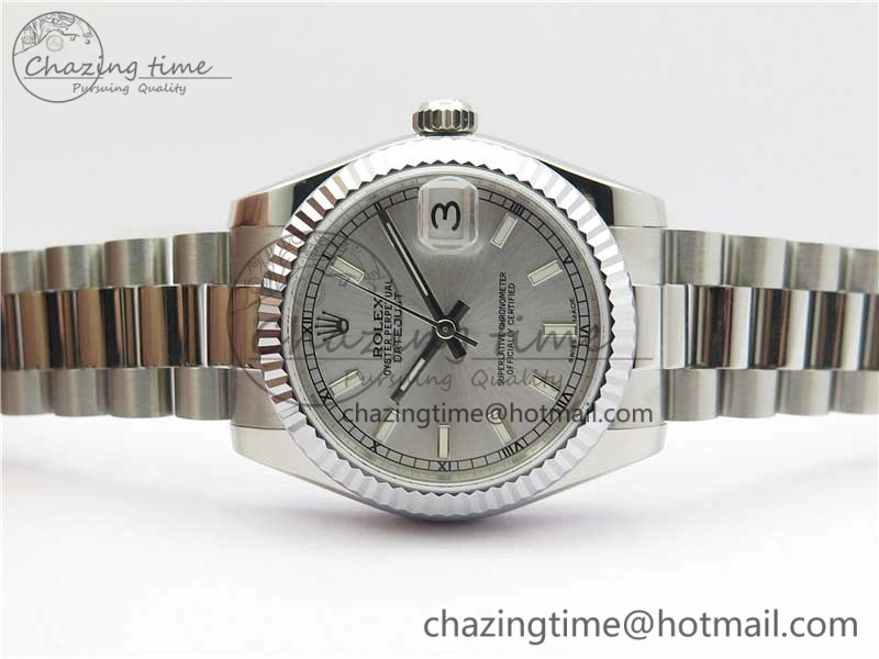 Datejust 31mm 178274 SS GSF Best Edition Silver Stick Markers Dial on SS President Bracelet SEIKO NH05A WrinkleFree 3056