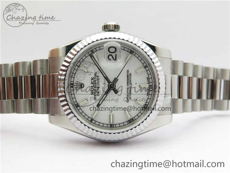 Datejust 31mm 178274 SS GSF Best Edition White Stick Markers Dial on SS President Bracelet SEIKO NH05A Stretchable 3059