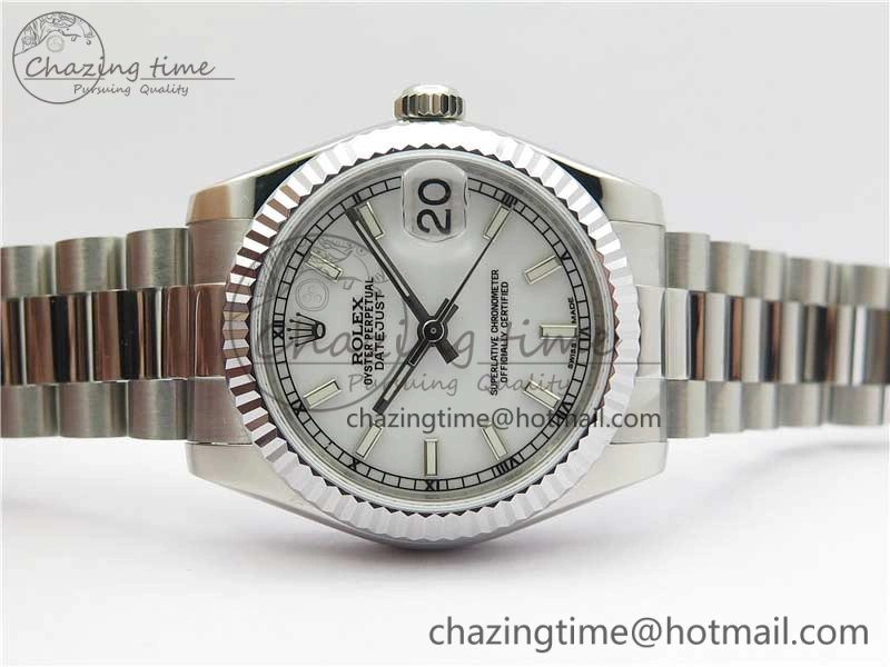Datejust 31mm 178274 SS GSF Best Edition White Stick Markers Dial on SS President Bracelet SEIKO NH05A Stretchable 3059