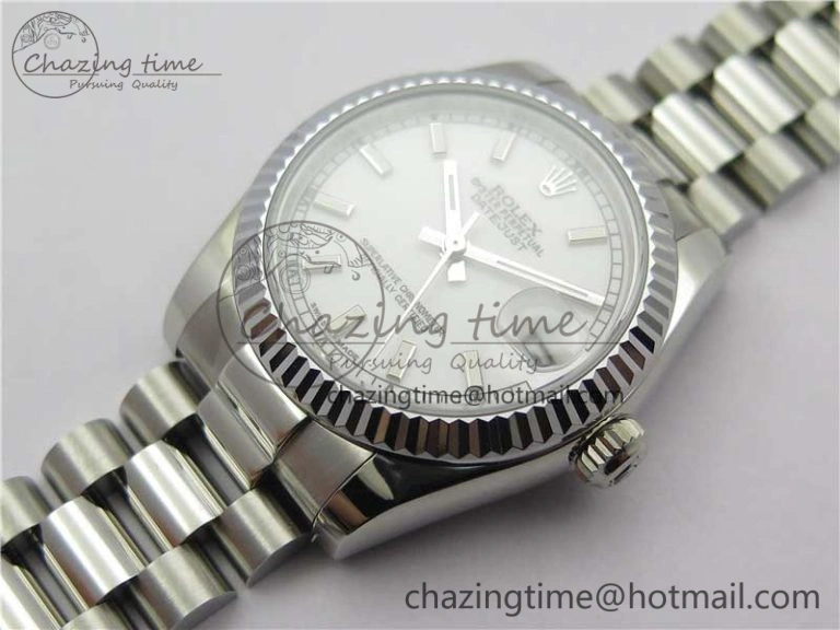 Datejust 31mm 178274 SS GSF Best Edition White Stick Markers Dial on SS President Bracelet SEIKO NH05A Stretchable 3059