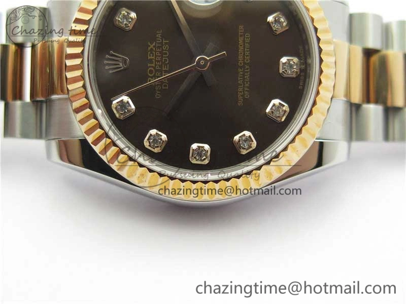 Datejust 31mm 178274 SS RG GSF Best Edition Brown Crystal Markers Dial on SS RG President Bracelet SEIKO NH05A EasyMatch 3050