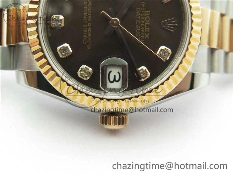 Datejust 31mm 178274 SS RG GSF Best Edition Brown Crystal Markers Dial on SS RG President Bracelet SEIKO NH05A EasyMatch 3050