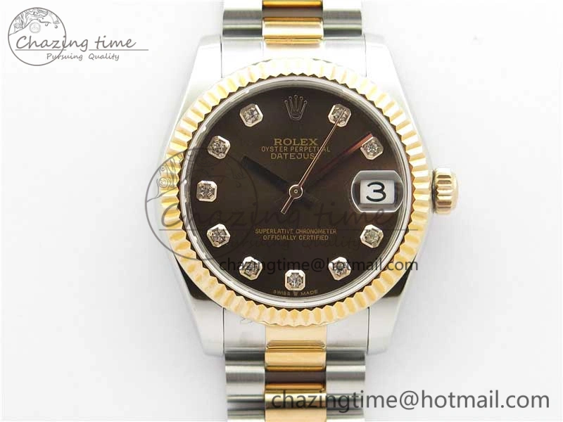 Datejust 31mm 178274 SS RG GSF Best Edition Brown Crystal Markers Dial on SS RG President Bracelet SEIKO NH05A EasyMatch 3050