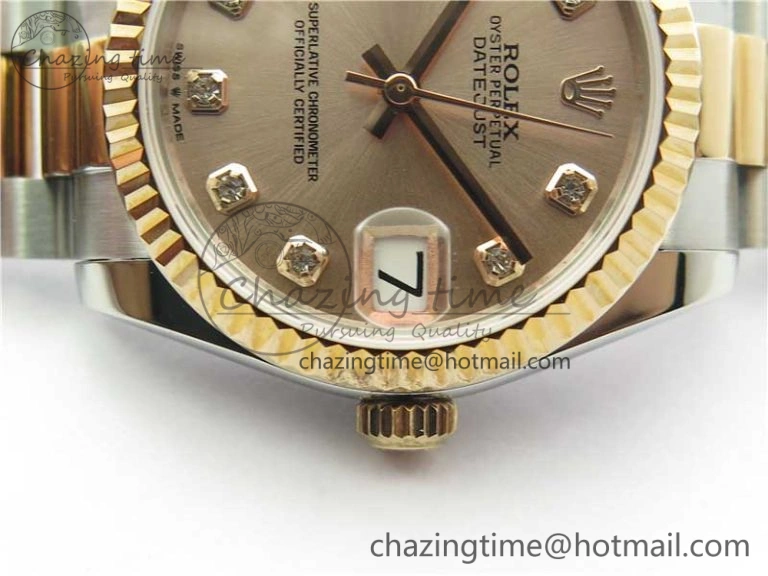 Datejust 31mm 178274 SS RG GSF Best Edition Pink Crystal Markers Dial on SS RG President Bracelet SEIKO NH05A OdorResistant 3052