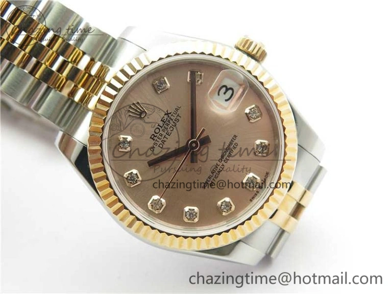 Datejust 31mm 178274 SS RG GSF Best Edition Pink MOP Crystal Markers Dial on SS RG Jubilee Bracelet SEIKO NH05A HighPerformance 3039