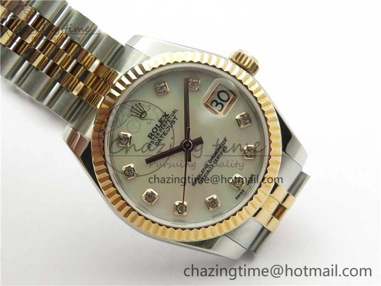 Soft Datejust 31mm 178274 SS RG GSF Best Edition White MOP Crystal Markers Dial on SS RG Jubilee Bracelet SEIKO NH05A 3040