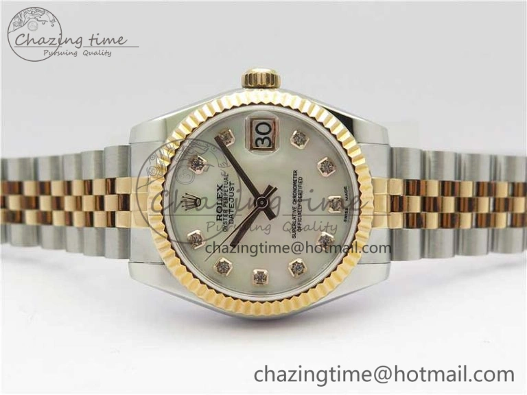 Soft Datejust 31mm 178274 SS RG GSF Best Edition White MOP Crystal Markers Dial on SS RG Jubilee Bracelet SEIKO NH05A 3040