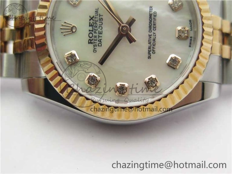 Soft Datejust 31mm 178274 SS RG GSF Best Edition White MOP Crystal Markers Dial on SS RG Jubilee Bracelet SEIKO NH05A 3040