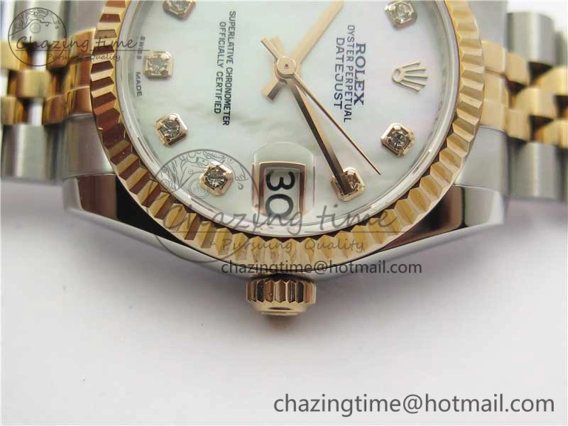 Soft Datejust 31mm 178274 SS RG GSF Best Edition White MOP Crystal Markers Dial on SS RG Jubilee Bracelet SEIKO NH05A 3040