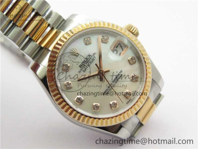 Datejust 31mm 178274 SS RG GSF Best Edition White MOP Crystal Markers Dial on SS RG President Bracelet SEIKO NH05A Neat 3053