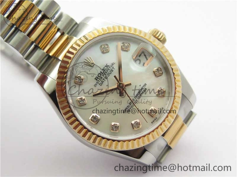 Datejust 31mm 178274 SS RG GSF Best Edition White MOP Crystal Markers Dial on SS RG President Bracelet SEIKO NH05A Neat 3053