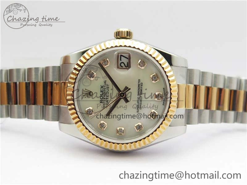 Datejust 31mm 178274 SS RG GSF Best Edition White MOP Crystal Markers Dial on SS RG President Bracelet SEIKO NH05A Neat 3053