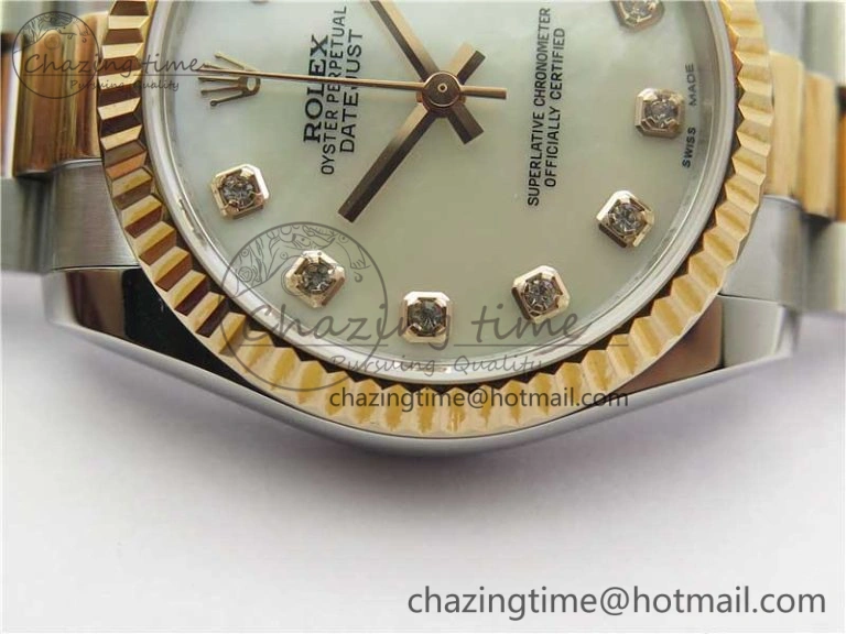 Datejust 31mm 178274 SS RG GSF Best Edition White MOP Crystal Markers Dial on SS RG President Bracelet SEIKO NH05A Neat 3053