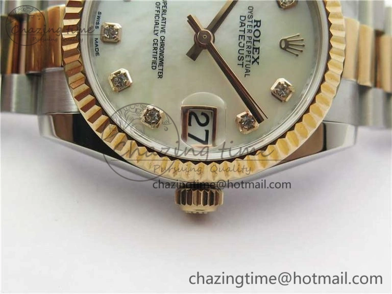 Datejust 31mm 178274 SS RG GSF Best Edition White MOP Crystal Markers Dial on SS RG President Bracelet SEIKO NH05A Neat 3053