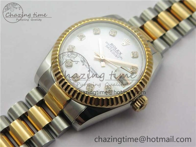Datejust 31mm 178274 SS RG GSF Best Edition White MOP Crystal Markers Dial on SS RG President Bracelet SEIKO NH05A Neat 3053