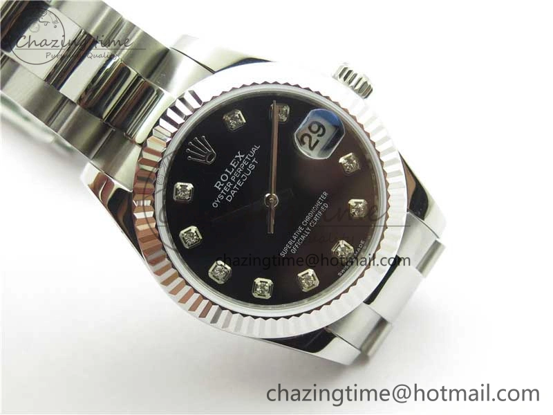 SunProtective Datejust 31mm 278271 SS BP Maker Best Edition Black Crystal Dial on Oyster Bracelet 2753