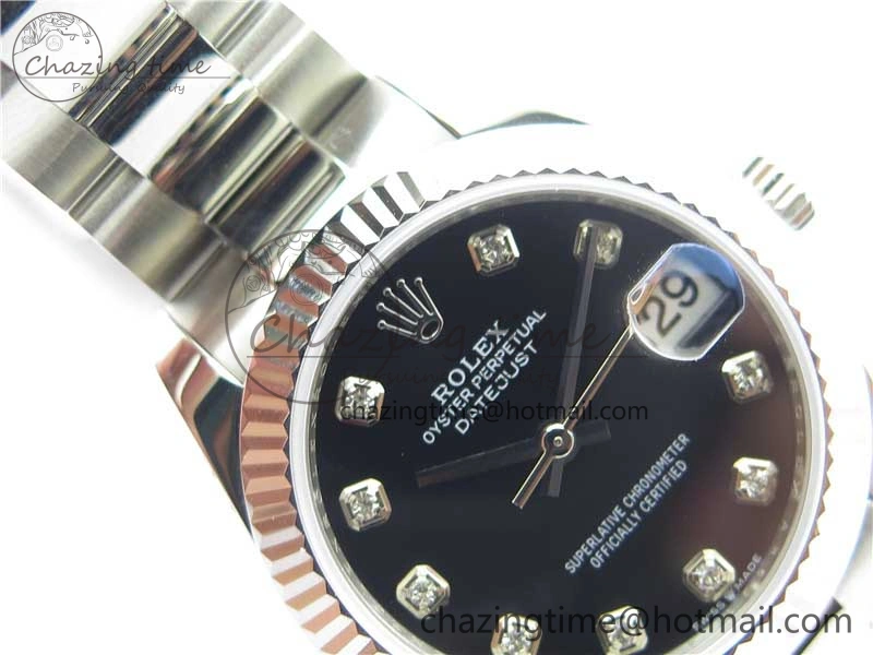 SunProtective Datejust 31mm 278271 SS BP Maker Best Edition Black Crystal Dial on Oyster Bracelet 2753