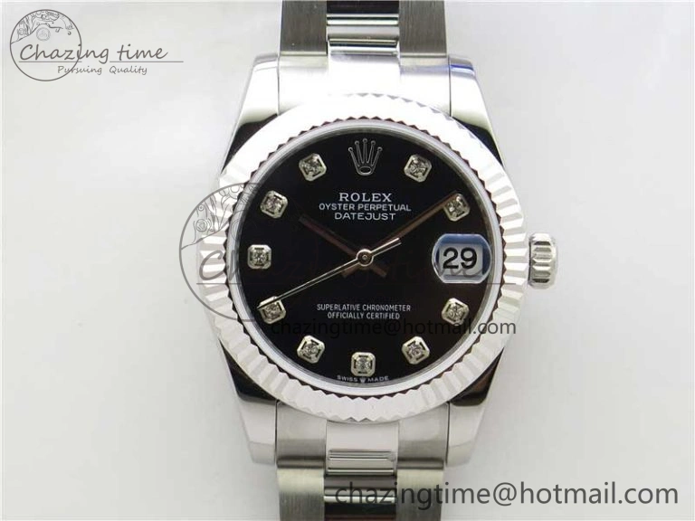 Stretchable Datejust 31mm 278271 SS BP Maker Best Edition Black Crystal Dial on Oyster Bracelet 10421
