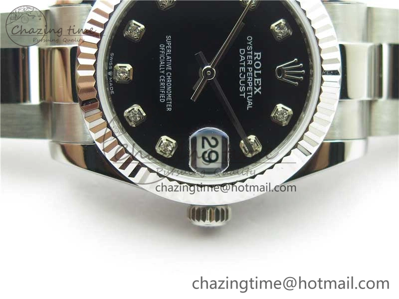 SunProtective Datejust 31mm 278271 SS BP Maker Best Edition Black Crystal Dial on Oyster Bracelet 2753
