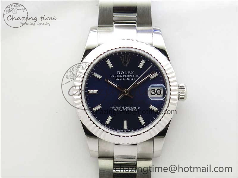 Cozy Datejust 31mm 278271 SS BP Maker Best Edition Blue Sticks Marker Dial on Oyster Bracelet 10417