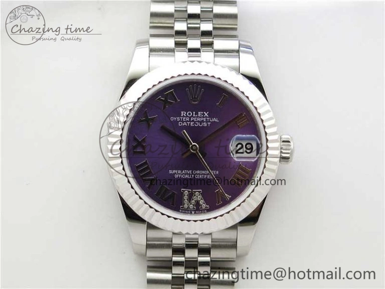 Datejust 31mm 278271 SS BP Maker Best Edition Purple Roman Dial on Jubilee Bracelet RelaxedFit 10395