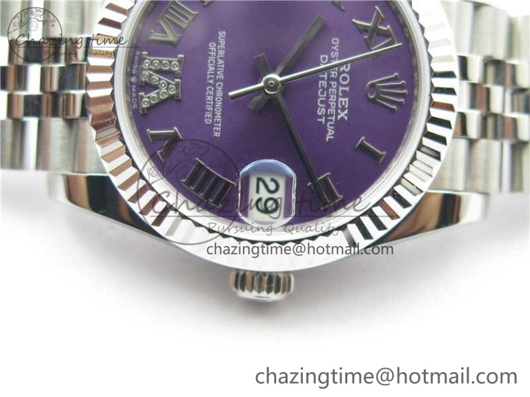 Datejust 31mm 278271 SS BP Maker Best Edition Purple Roman Dial on Jubilee Bracelet RelaxedFit 10395