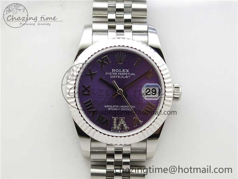 Datejust 31mm 278271 SS BP Maker Best Edition Purple Roman Dial on Jubilee Bracelet RelaxedFit 10395
