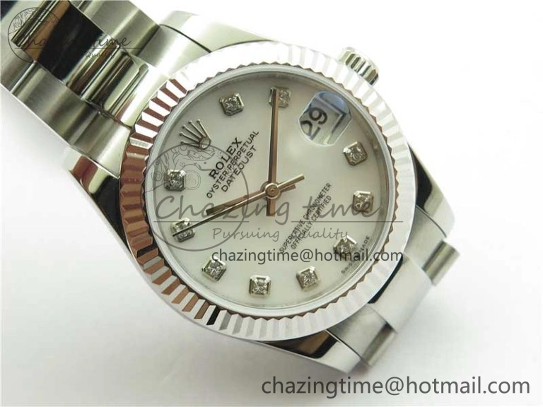 Seasonal Datejust 31mm 278271 SS BP Maker Best Edition White MOP Crystal Dial on Oyster Bracelet 10424