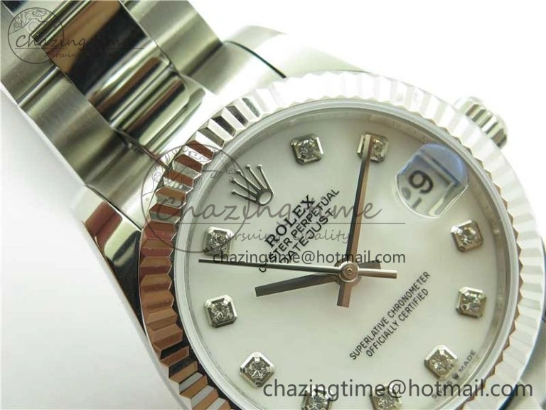 Seasonal Datejust 31mm 278271 SS BP Maker Best Edition White MOP Crystal Dial on Oyster Bracelet 10424