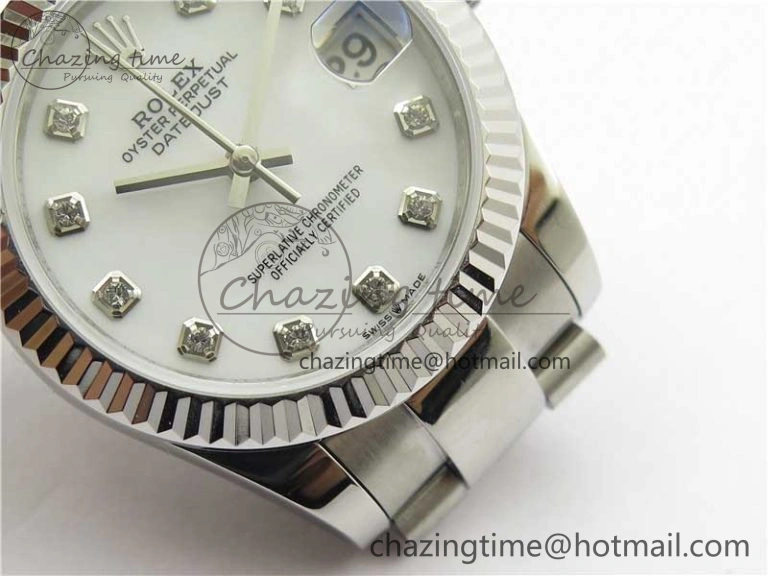 Seasonal Datejust 31mm 278271 SS BP Maker Best Edition White MOP Crystal Dial on Oyster Bracelet 10424