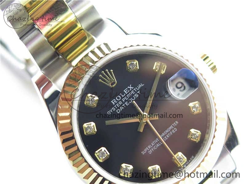 Snug Datejust 31mm 278273 SS YG BP Maker Best Edition Black Diamonds Dial on SS YG Oyster Bracelet 10391