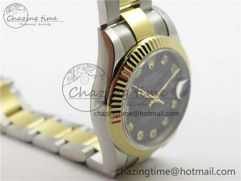 Snug Datejust 31mm 278273 SS YG BP Maker Best Edition Black Diamonds Dial on SS YG Oyster Bracelet 10391