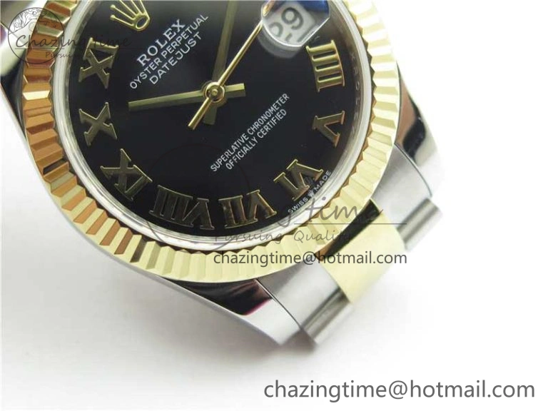 Practical Datejust 31mm 278273 SS YG BP Maker Best Edition Black Roman Dial on SS YG Oyster Bracelet 10392