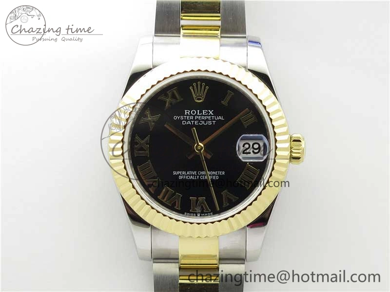Practical Datejust 31mm 278273 SS YG BP Maker Best Edition Black Roman Dial on SS YG Oyster Bracelet 10392