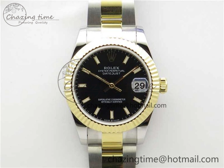 Unique Datejust 31mm 278273 SS YG BP Maker Best Edition Black Sticks Markers Dial on SS YG Oyster Bracelet 10390