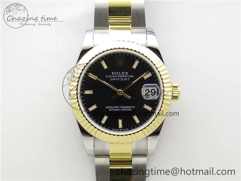 Datejust 31mm 278273 SS YG BP Maker Best Edition Black Sticks Markers Dial on SS YG Oyster Bracelet Timeless 2718