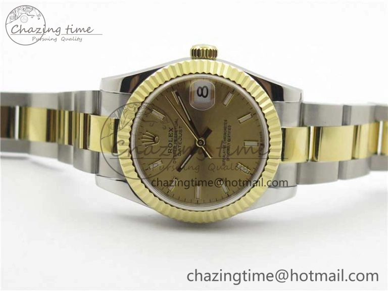 GoAnywhere Datejust 31mm 278273 SS YG BP Maker Best Edition Gold Sticks Markers Dial on SS YG Oyster Bracelet 10386