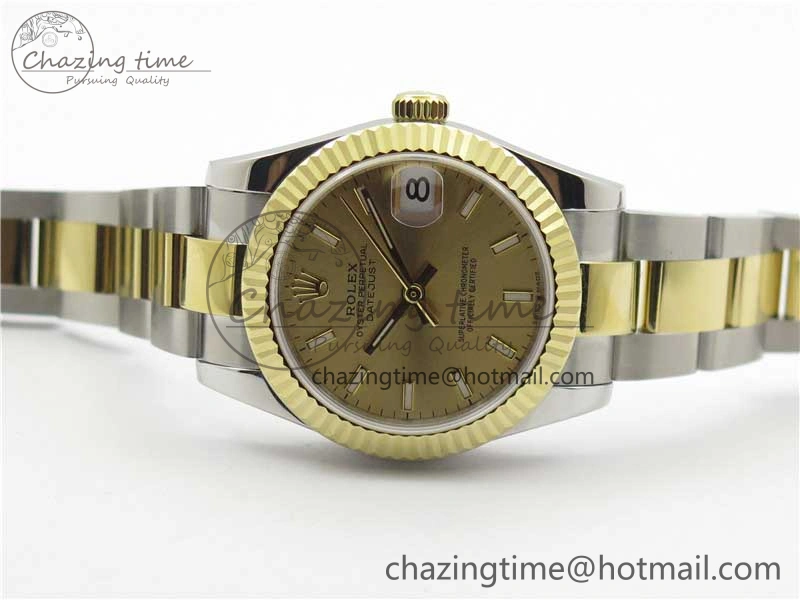 GoAnywhere Datejust 31mm 278273 SS YG BP Maker Best Edition Gold Sticks Markers Dial on SS YG Oyster Bracelet 10386