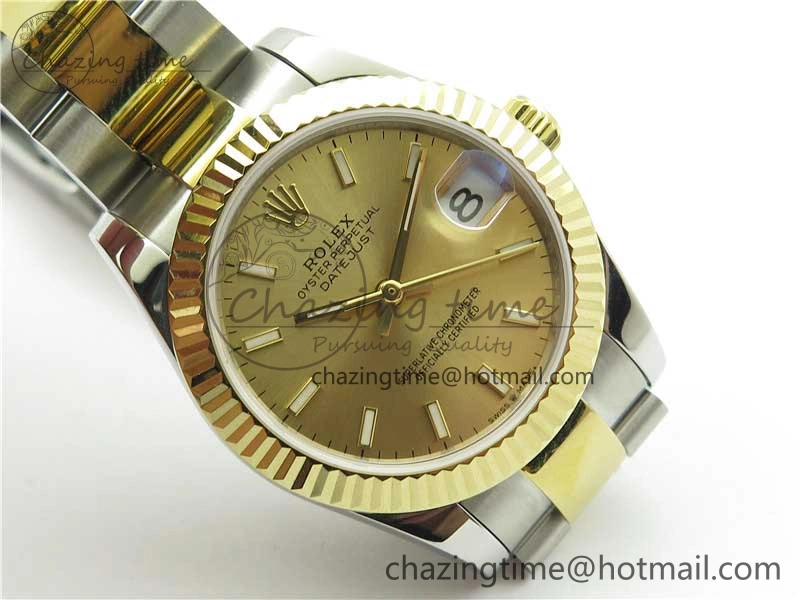 GoAnywhere Datejust 31mm 278273 SS YG BP Maker Best Edition Gold Sticks Markers Dial on SS YG Oyster Bracelet 10386