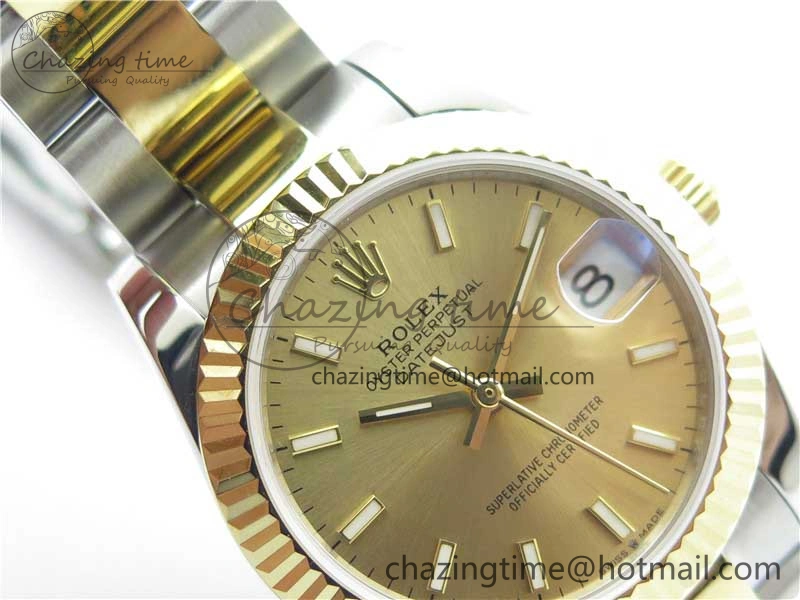 GoAnywhere Datejust 31mm 278273 SS YG BP Maker Best Edition Gold Sticks Markers Dial on SS YG Oyster Bracelet 10386