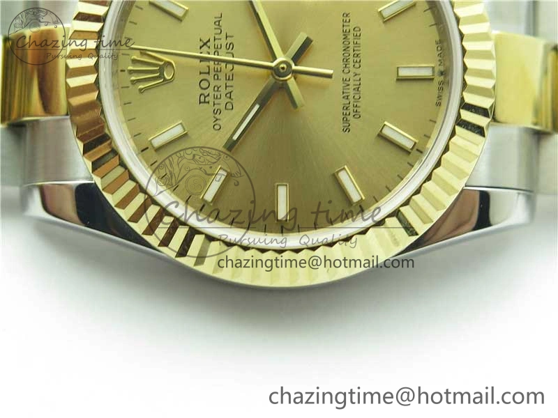 GoAnywhere Datejust 31mm 278273 SS YG BP Maker Best Edition Gold Sticks Markers Dial on SS YG Oyster Bracelet 10386