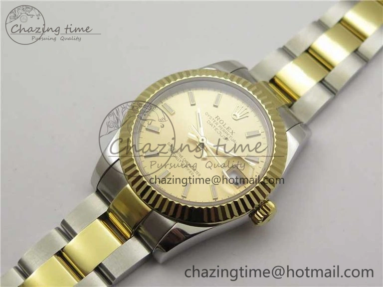 GoAnywhere Datejust 31mm 278273 SS YG BP Maker Best Edition Gold Sticks Markers Dial on SS YG Oyster Bracelet 10386