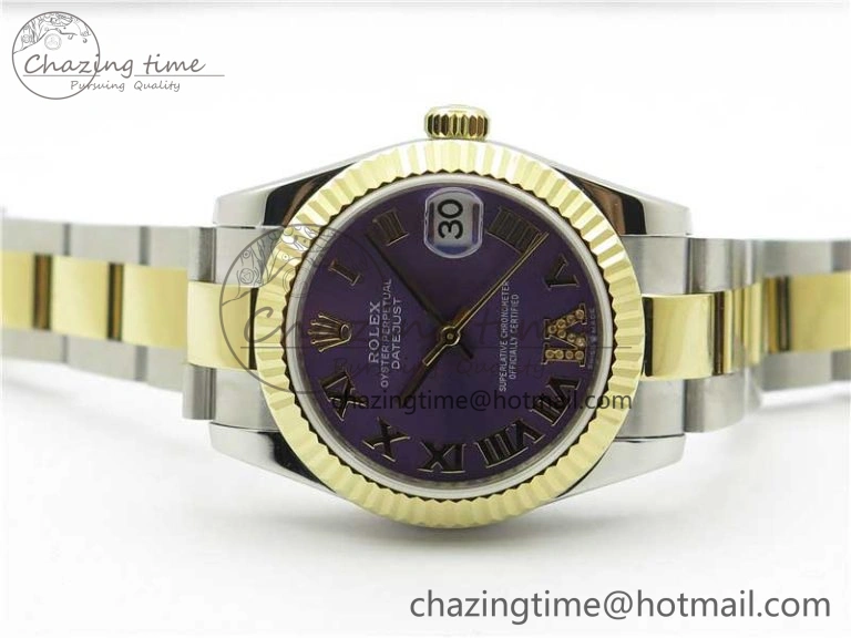 TechFriendly Datejust 31mm 278273 SS YG BP Maker Best Edition Purple Roman Dial on SS YG Oyster Bracelet 2711