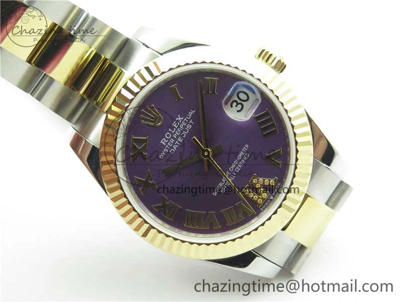 TechFriendly Datejust 31mm 278273 SS YG BP Maker Best Edition Purple Roman Dial on SS YG Oyster Bracelet 2711