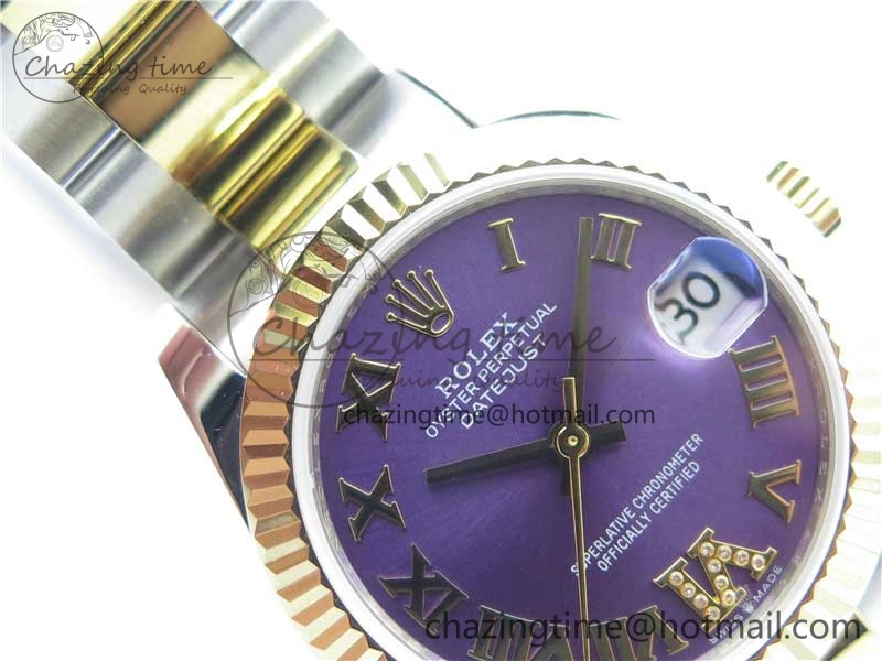 TechFriendly Datejust 31mm 278273 SS YG BP Maker Best Edition Purple Roman Dial on SS YG Oyster Bracelet 2711