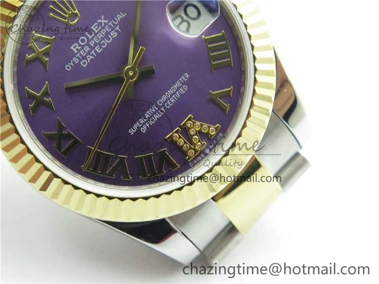TechFriendly Datejust 31mm 278273 SS YG BP Maker Best Edition Purple Roman Dial on SS YG Oyster Bracelet 2711