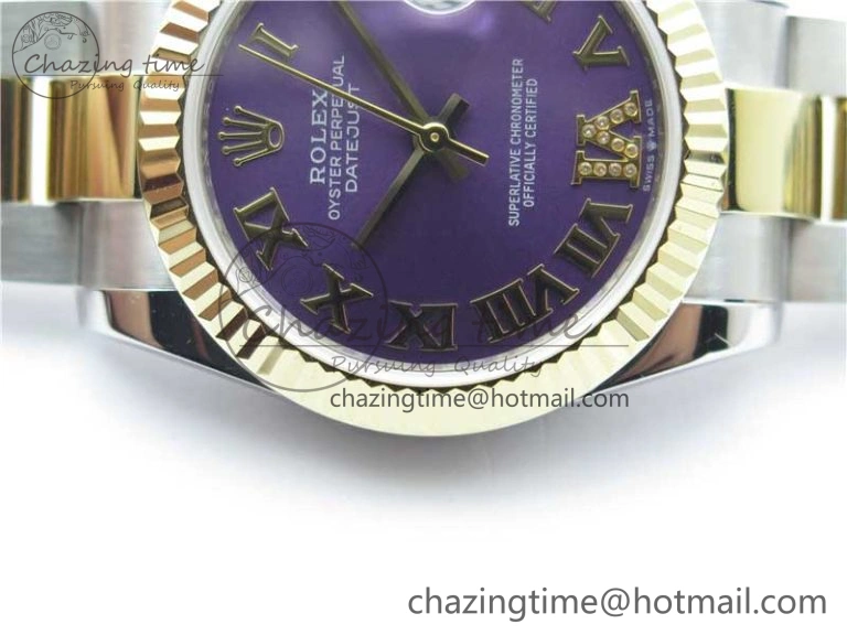TechFriendly Datejust 31mm 278273 SS YG BP Maker Best Edition Purple Roman Dial on SS YG Oyster Bracelet 2711